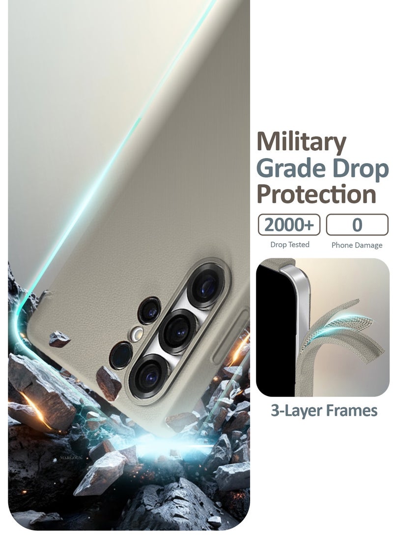 CATANES 2 Pack Leather Case for Samsung Galaxy S26 Ultra, One Case with One 3D Glass ,  Leather Back Cover, Shockproof Protective Shell, Elegant Matte Finish- Desert Titanium - Image 3